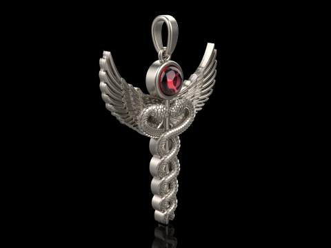 Caduceus medical sign snake pendant model 960 Modelo de Impressão 3D