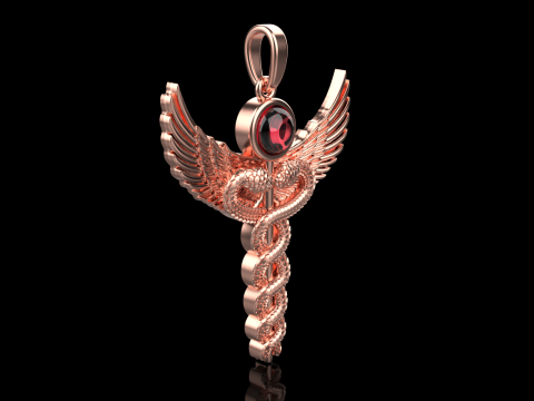 Caduceus medical sign snake pendant model 960 Modelo de Impressão 3D
