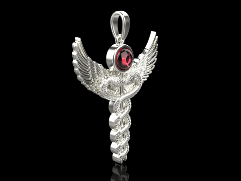 Caduceus medical sign snake pendant model 960 Modelo de Impressão 3D