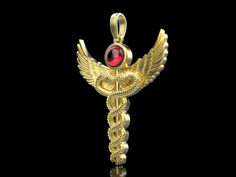 Caduceus medical sign snake pendant model 960 Modelo de Impressão 3D