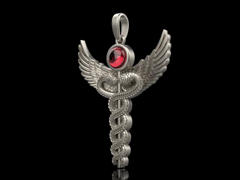 Caduceus medical sign snake pendant model 960 3D Print Model