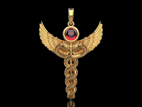 Caduceus medical sign snake pendant model 960 Modelo de Impressão 3D