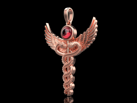 Caduceus medical sign snake pendant model 960 Modelo de Impressão 3D
