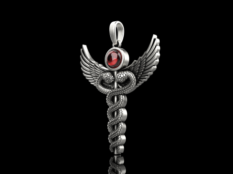 Caduceus medical sign snake pendant model 960 Modelo de Impressão 3D
