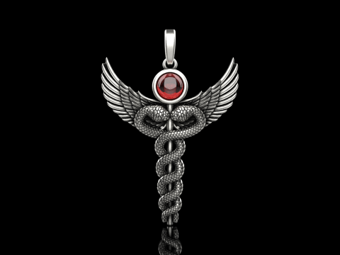 Caduceus medical sign snake pendant model 960 Modelo de Impressão 3D