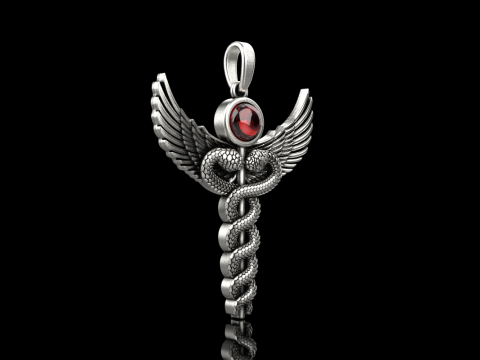 Caduceus medical sign snake pendant model 960 Modelo de Impressão 3D