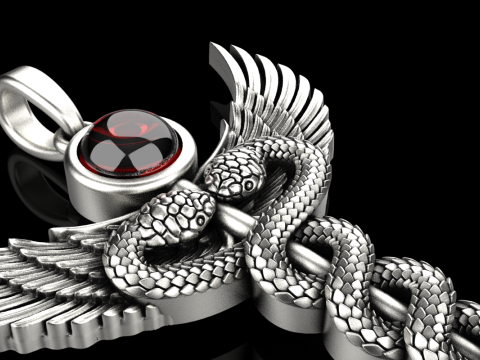 Caduceus medical sign snake pendant model 960 Modelo de Impressão 3D