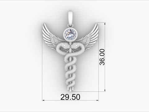 Caduceus medical sign snake pendant model 960 Modelo de Impressão 3D