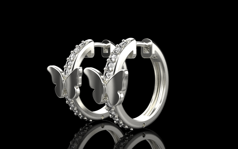 Butterfly earring model 959 3D Baskı Modeli .c4d .max .obj .3ds .fbx .stl .blend