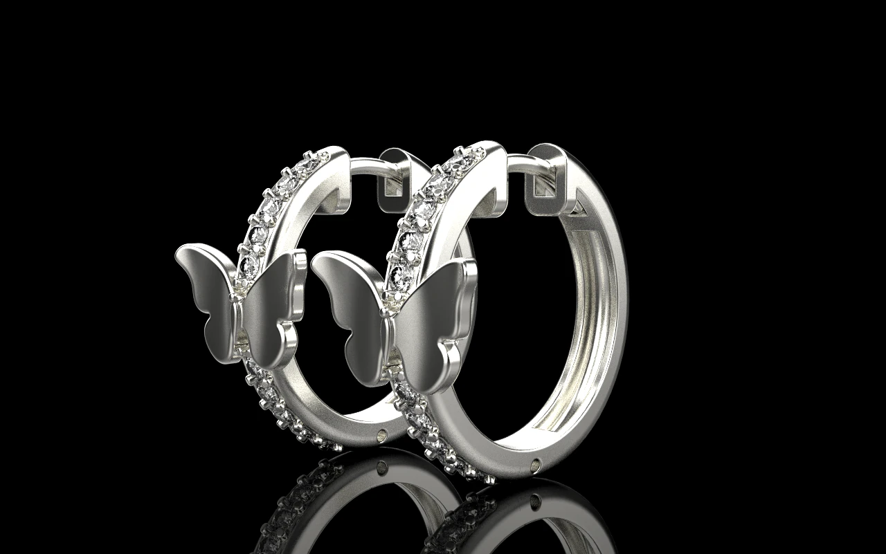 Butterfly earring model 959 3D Print Model .c4d .max .obj .3ds .fbx .stl .blend 