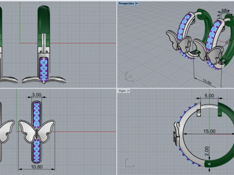 Butterfly earring model 959 3D Print Model