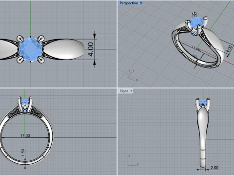 Engagement ring model 958 3D Print Model