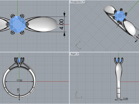 Engagement ring model 957 3D-printmodel