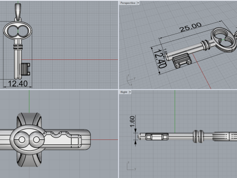 Key pendant model 955 Modèles 3D en vedette