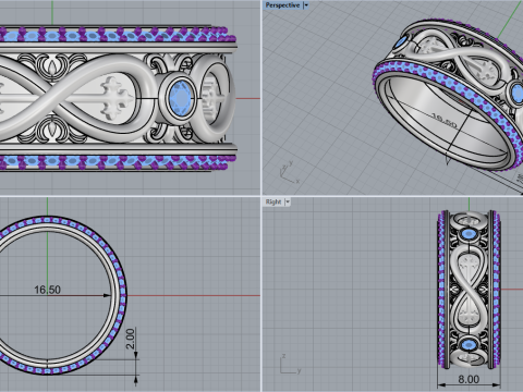 Wedding ring model 950 Modelo de Impressão 3D
