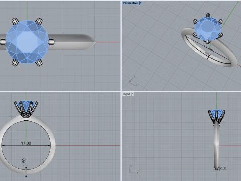 Engagement ring model 949 3D Print Model
