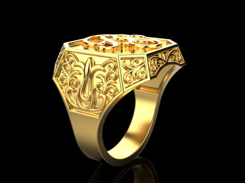 Initial signet ring model 946 3D प्रिंट मॉडल