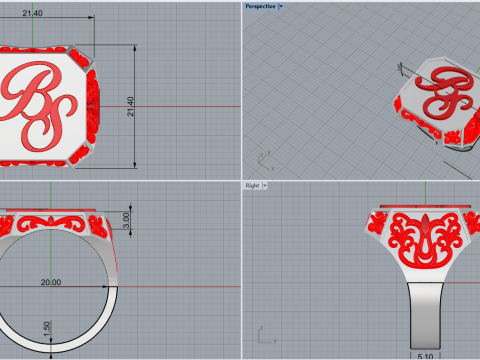 Initial signet ring model 946 3D Print Model