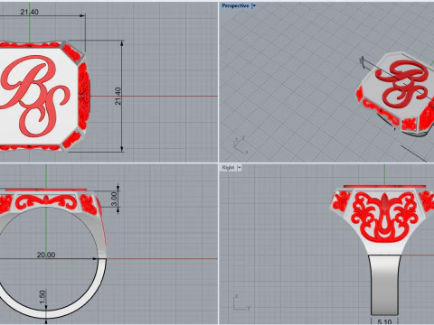 Initial signet ring model 946 3D Print Model