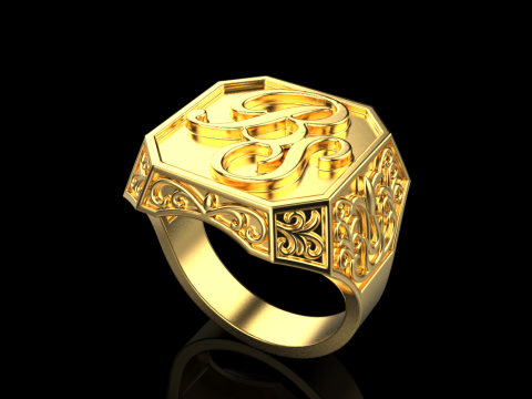Initial signet ring model 946 3D Print Model