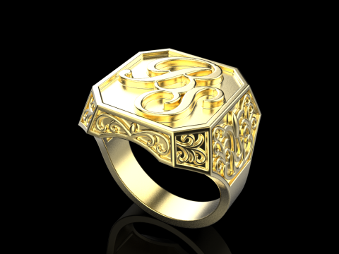 Initial signet ring model 946 3D Print Model