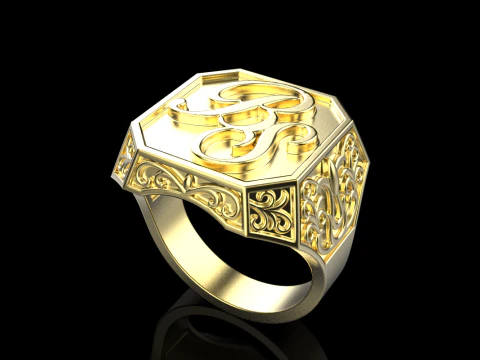 Initial signet ring model 946 3D Print Model