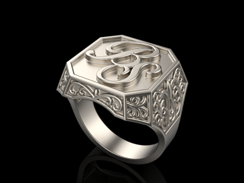 Initial signet ring model 946 3D Print Model