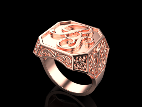 Initial signet ring model 946 3D Print Model
