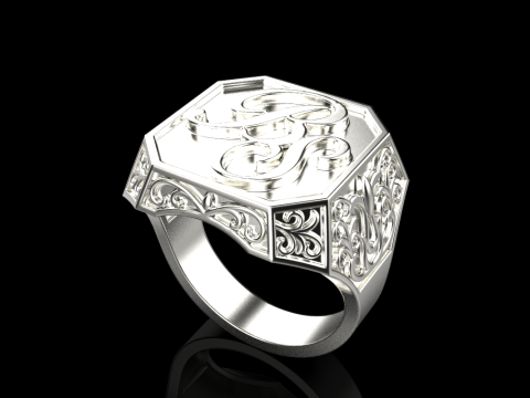 Initial signet ring model 946 3D Print Model