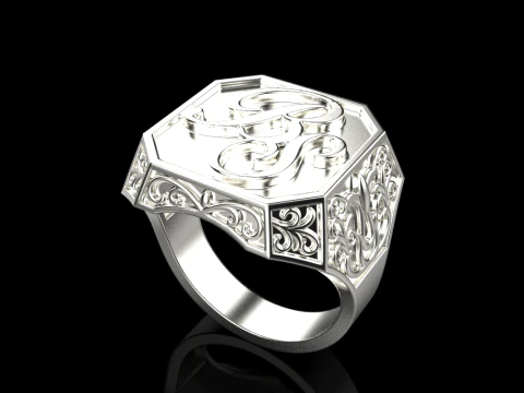 Initial signet ring model 946 3D Print Model