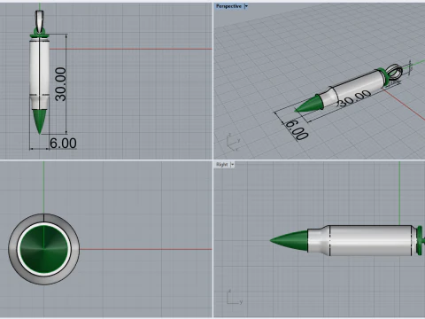 Bullet pendant model 945 3D Print Model