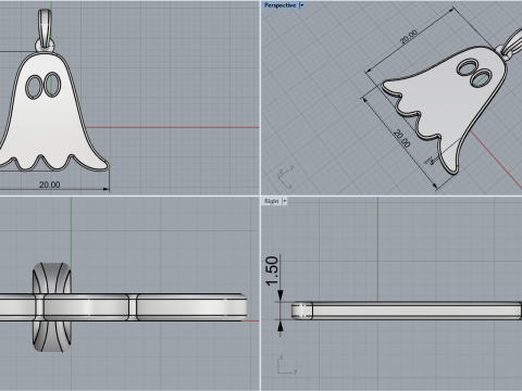 Ghost pendant model 943 Model do druku 3D
