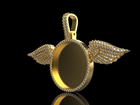 Angel wing memory pendant model 906 3D प्रिंट मॉडल