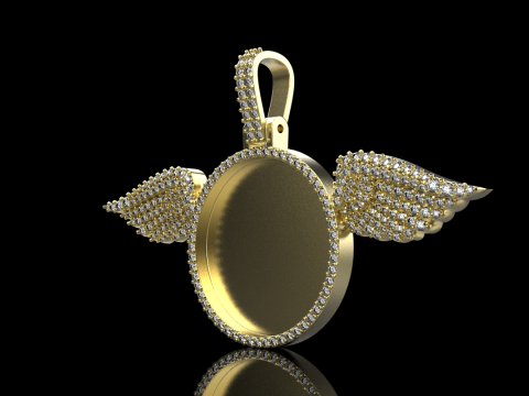 Angel wing memory pendant model 906 3D प्रिंट मॉडल