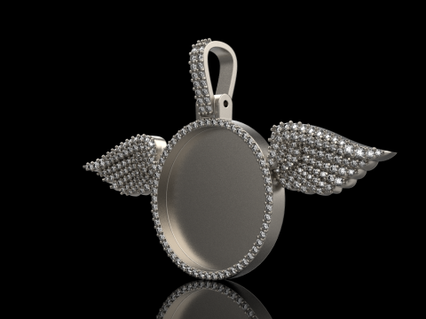 Angel wing memory pendant model 906 3D प्रिंट मॉडल