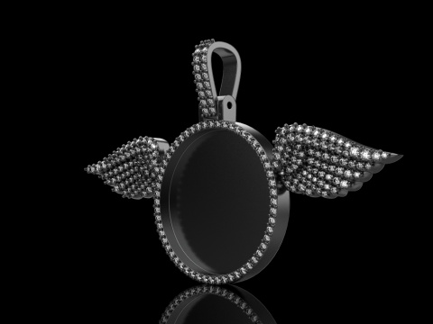Angel wing memory pendant model 906 3D प्रिंट मॉडल