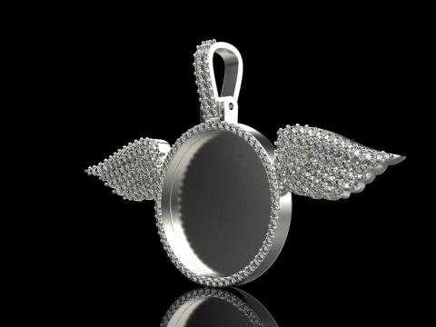 Angel wing memory pendant model 906 3D Print Model