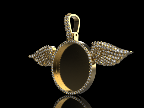 Angel wing memory pendant model 906 3D प्रिंट मॉडल