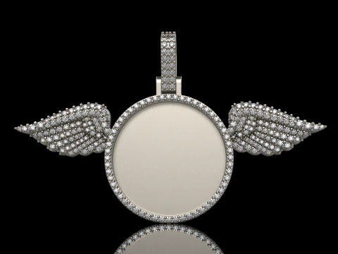 Angel wing memory pendant model 906 3D Print Model