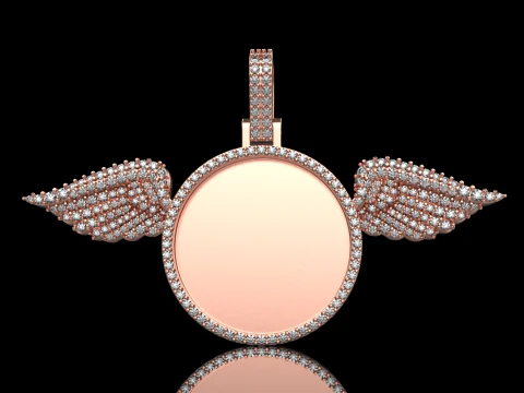 Angel wing memory pendant model 906 3D Print Model