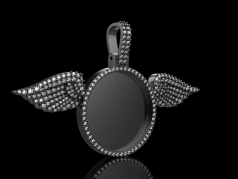 Angel wing memory pendant model 906 3D Print Model