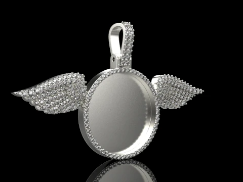 Angel wing memory pendant model 906 3D Print Model