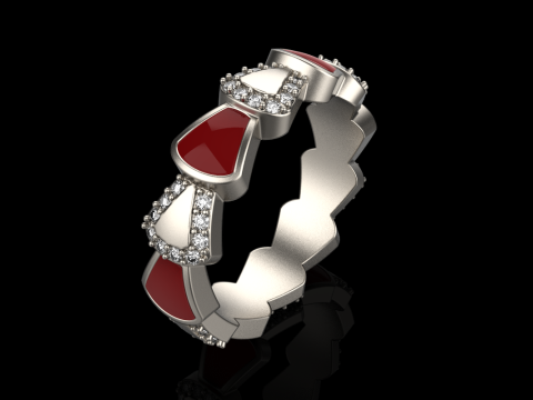 Wedding enamel ring with gems model 895 Modelo de Impressão 3D
