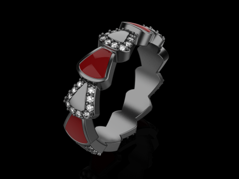 Wedding enamel ring with gems model 895 Modelo de Impressão 3D