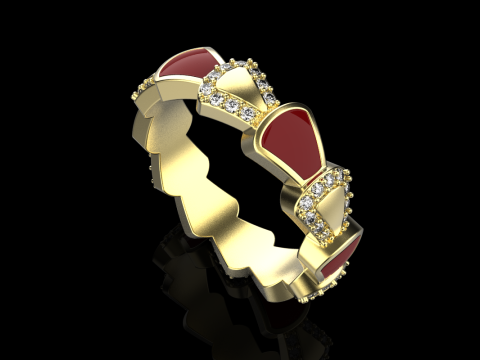 Wedding enamel ring with gems model 895 Modelo de Impressão 3D