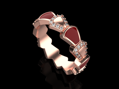 Wedding enamel ring with gems model 895 Modelo de Impressão 3D