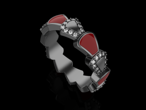 Wedding enamel ring with gems model 895 Modelo de Impressão 3D