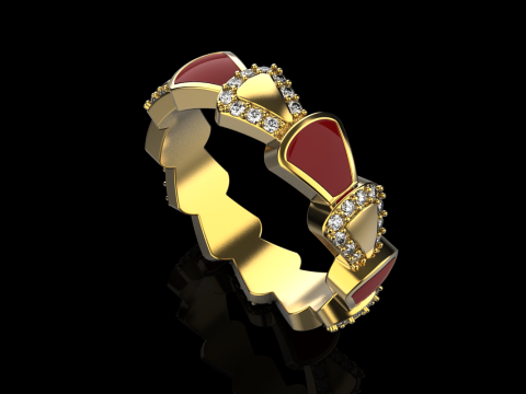 Wedding enamel ring with gems model 895 Modelo de Impressão 3D