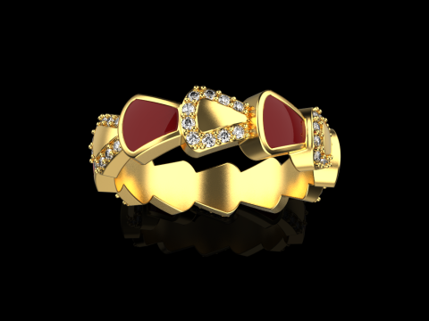 Wedding enamel ring with gems model 895 Modelo de Impressão 3D