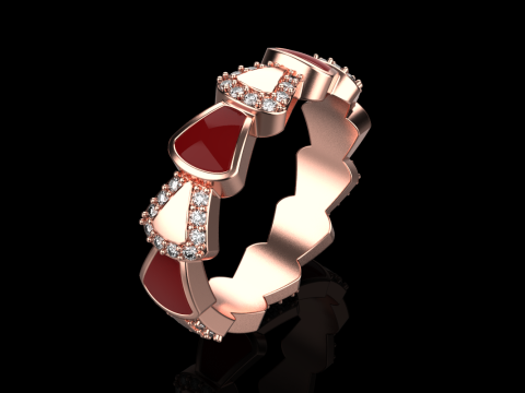 Wedding enamel ring with gems model 895 Modelo de Impressão 3D